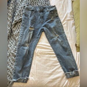 Source Unknown Ripped Blue Ankle Jeans